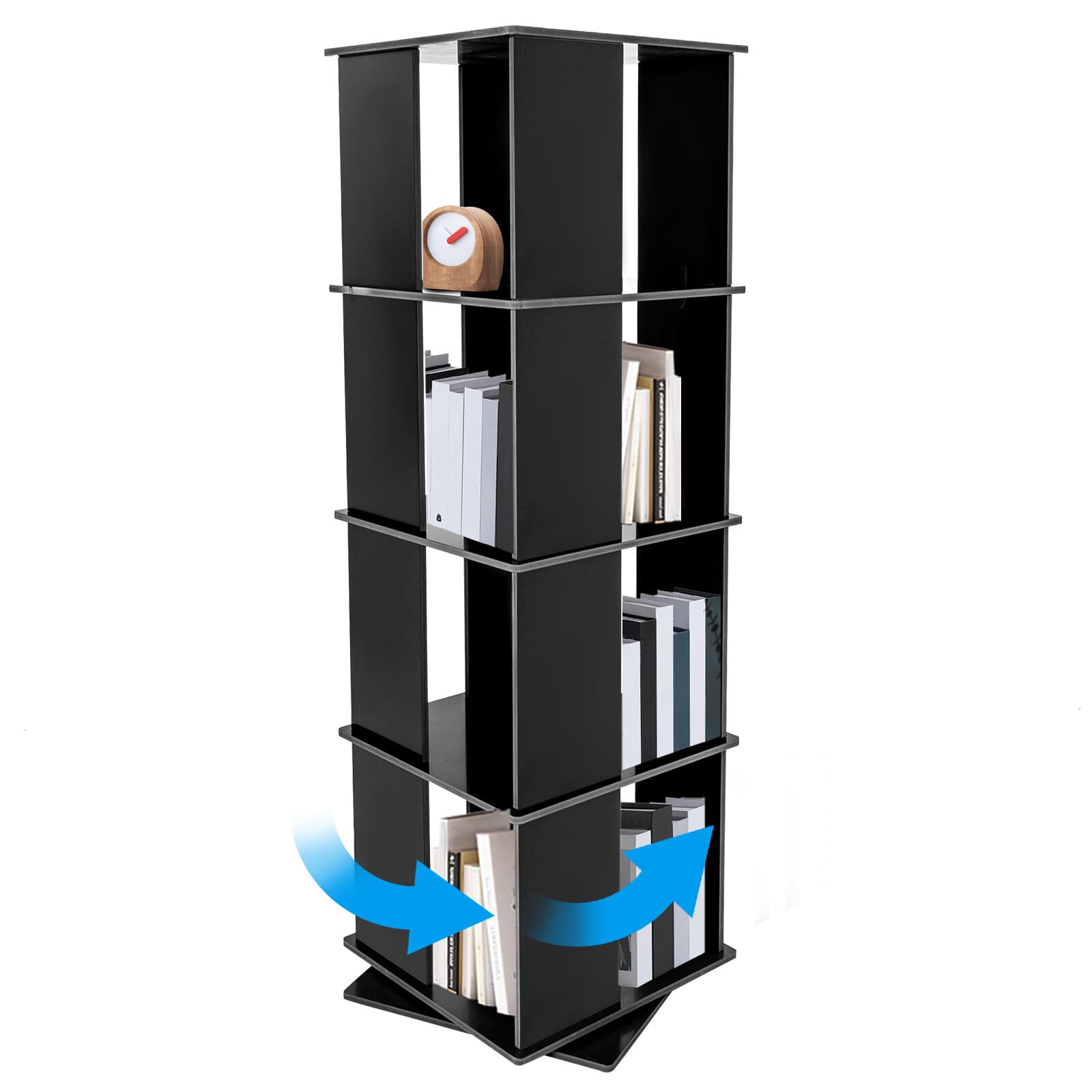 4 Tier Rotating Bookshelf 360 Display Spinning Bookshelf Revolving Bookcase 4