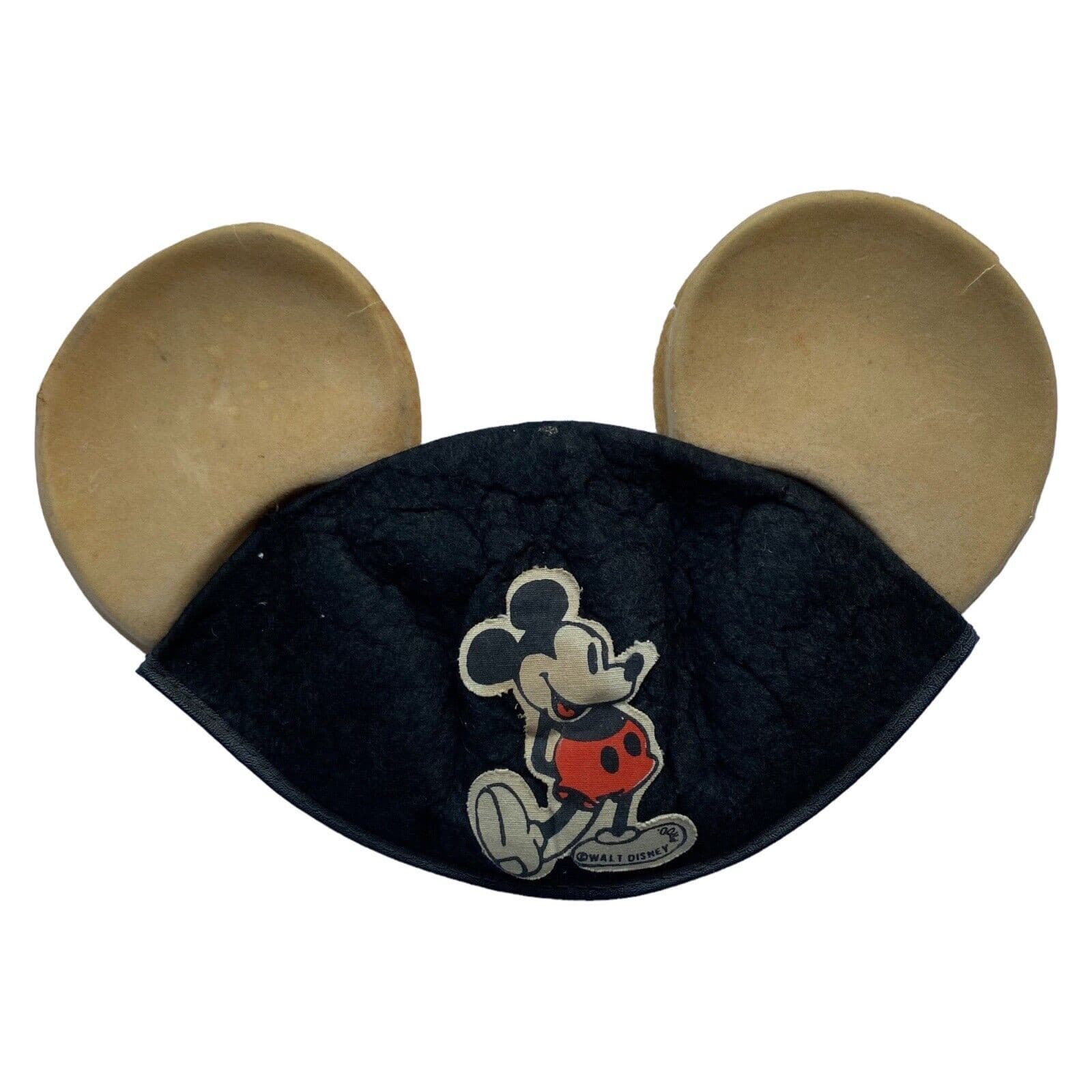 WALT DISNEY Vintage Mickey Mouse Ears Hat - B&W Cap w/ Patch