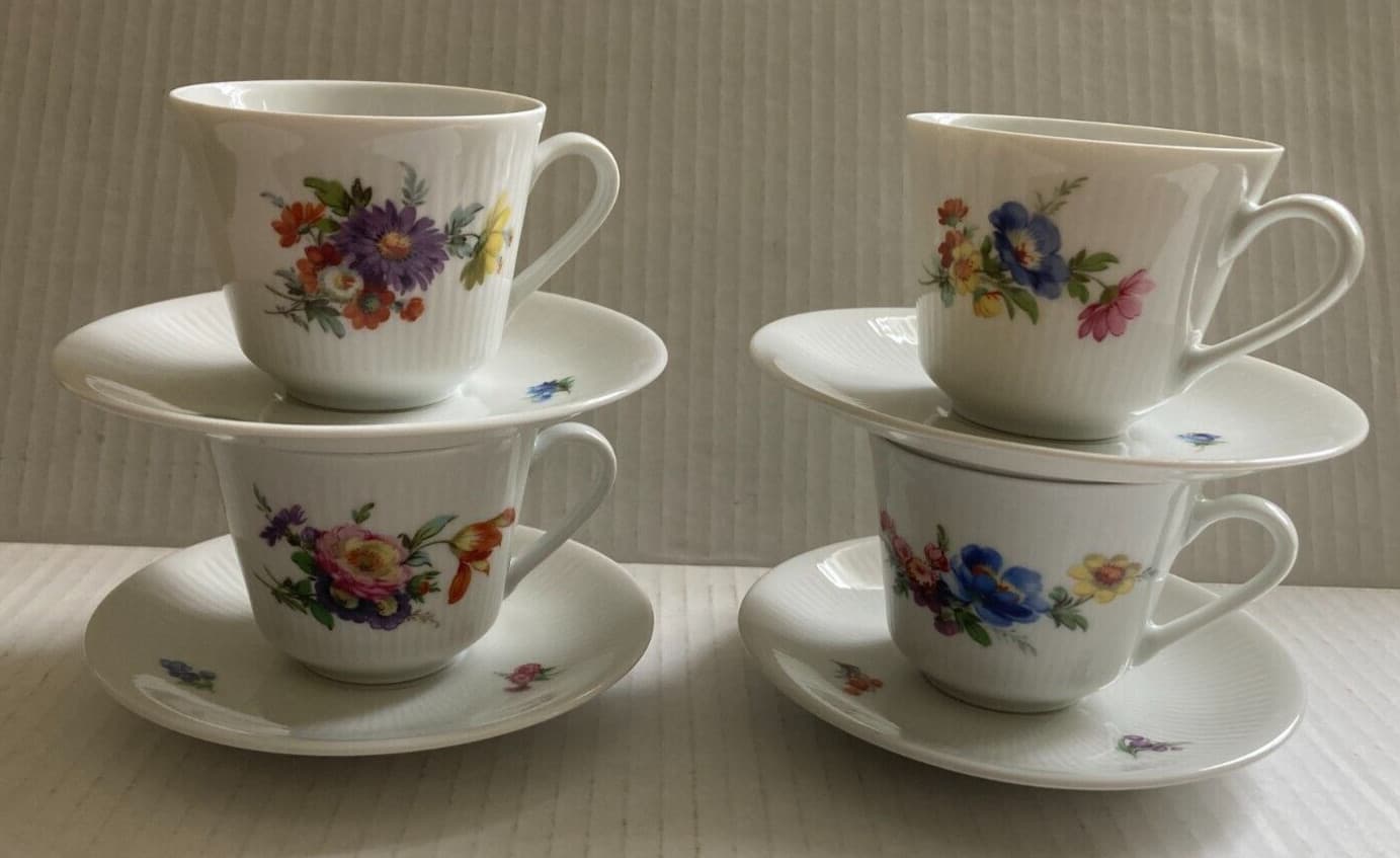 Kuba Porzellan Bavaria Germany Espresso Demitasse Cup & Saucer Set of Four Stamp