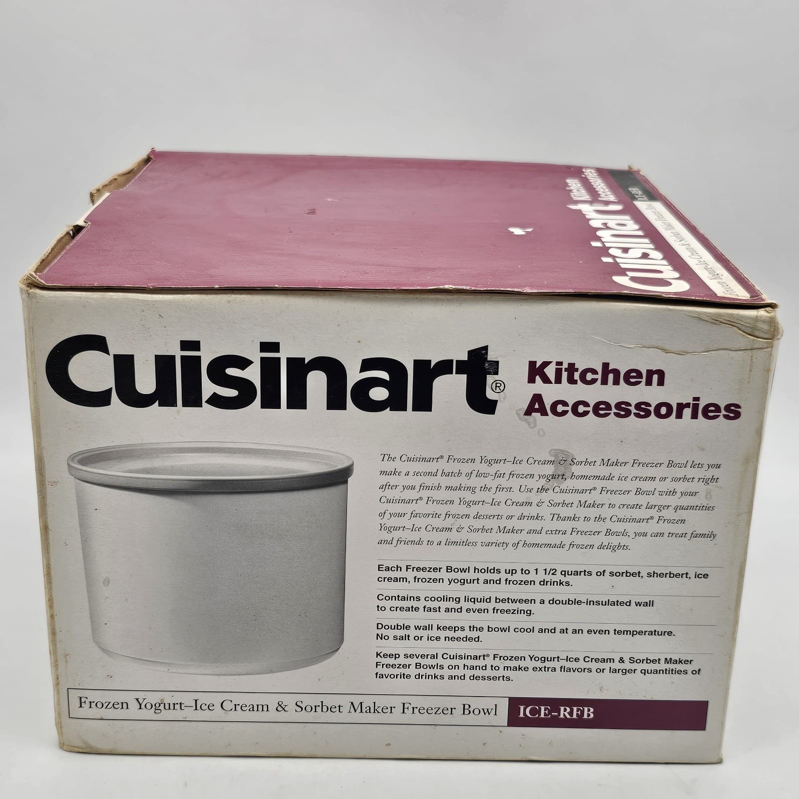 Cuisinart 1.5QT Frozen Yogurt Ice Cream Sorbet Maker Freezer Bowl ICE-RFB OEM 3