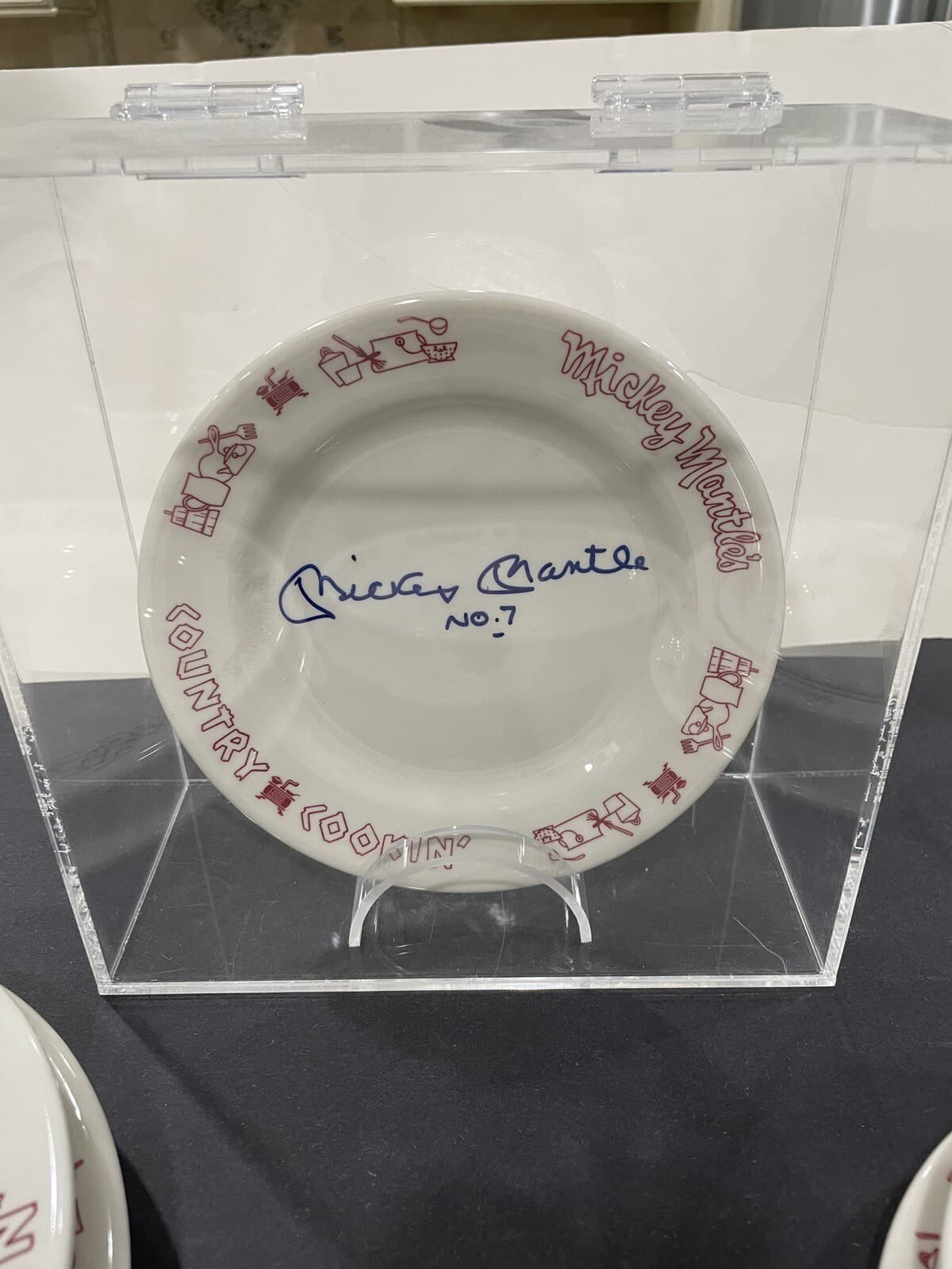 Mickey Mantle * SIGNED * Country Cookin' Restaurant Complete Plate & Bowl Set 3