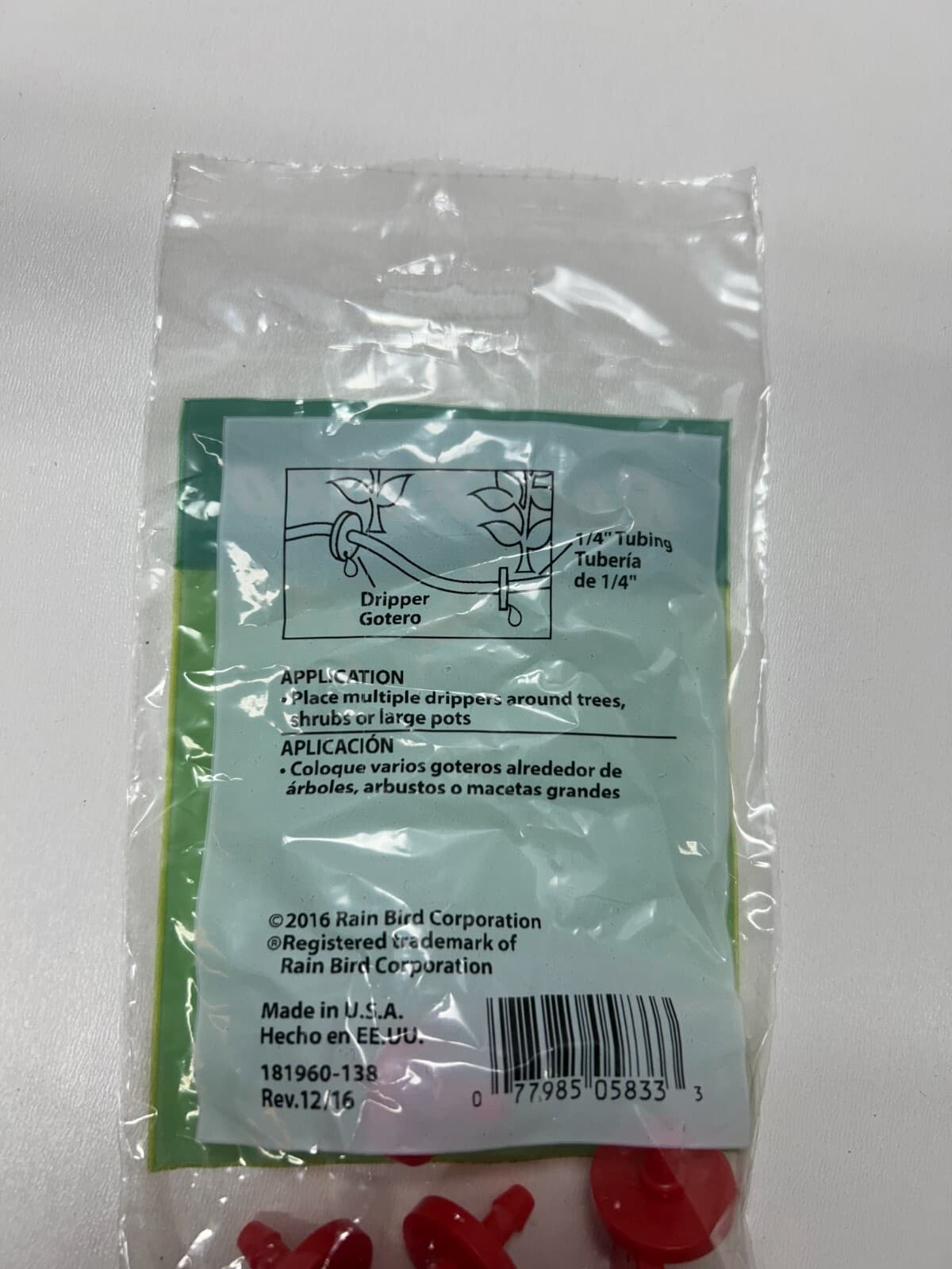 50 Rain Bird Dripper 0.5 GPH ILD0510PKX (5 bags of 10 drippers)  FREE TOOL 3