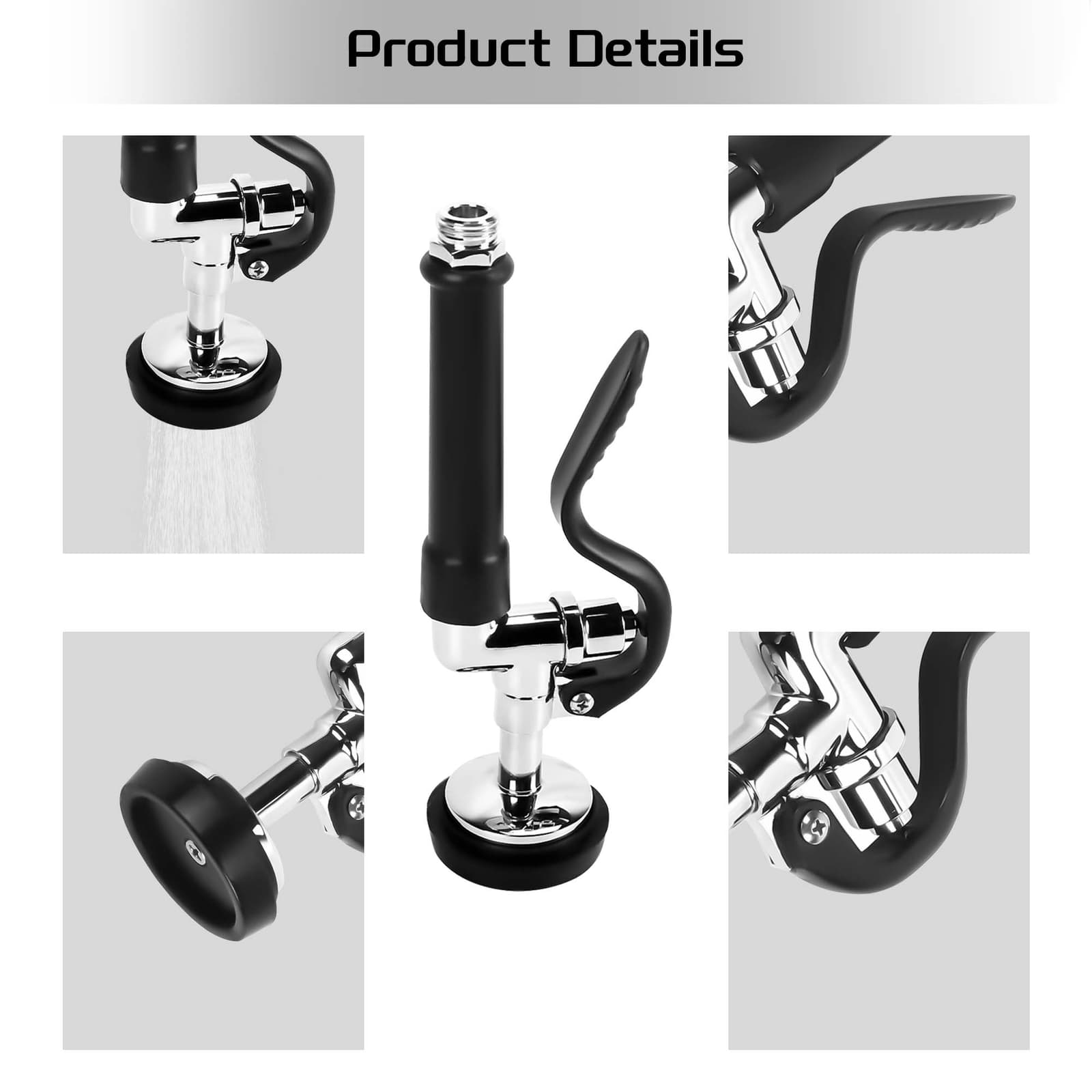 Pull Down Sprayer Commercial Kitchen Pre Rinse Faucet Head Sprayer Flexible Hose 5