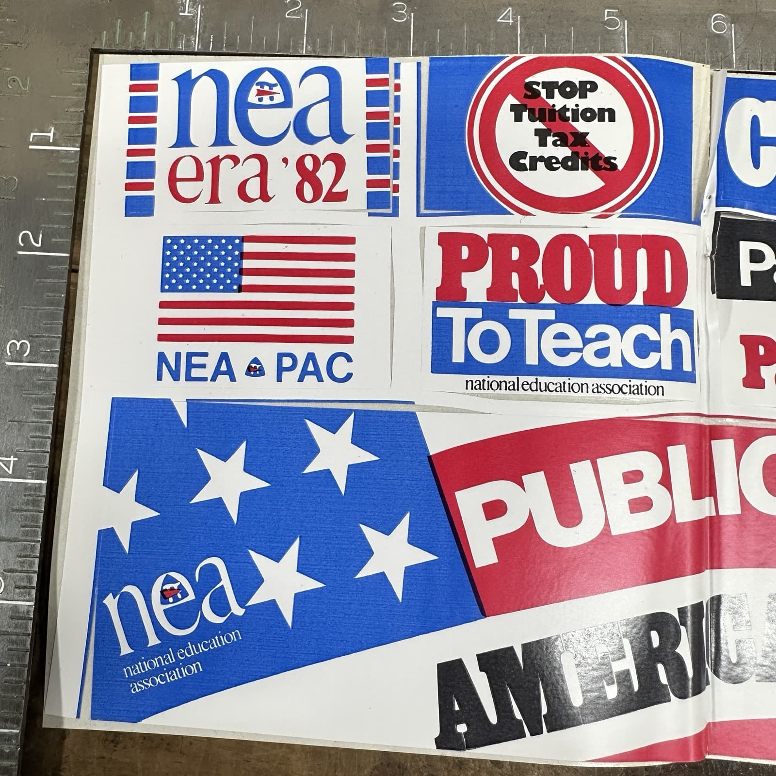 Vintage Teachers NEA Bumper Sticker Sheet National Education Association 1982  3