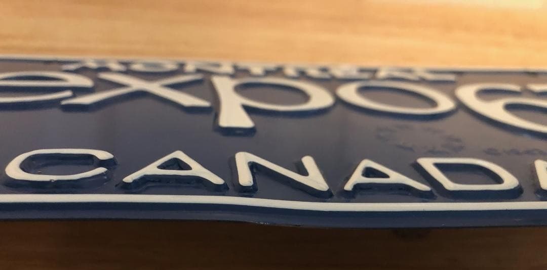 “MONTRÉAL EXPO 67” Blue Metal License Plate World’s Fair Canada 1967 Unused READ 3