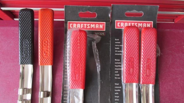 Lot of 5 Craftsman USA Socket Rack Rail Holders ~ 3/8" & 1/2" Socket Organizers 2