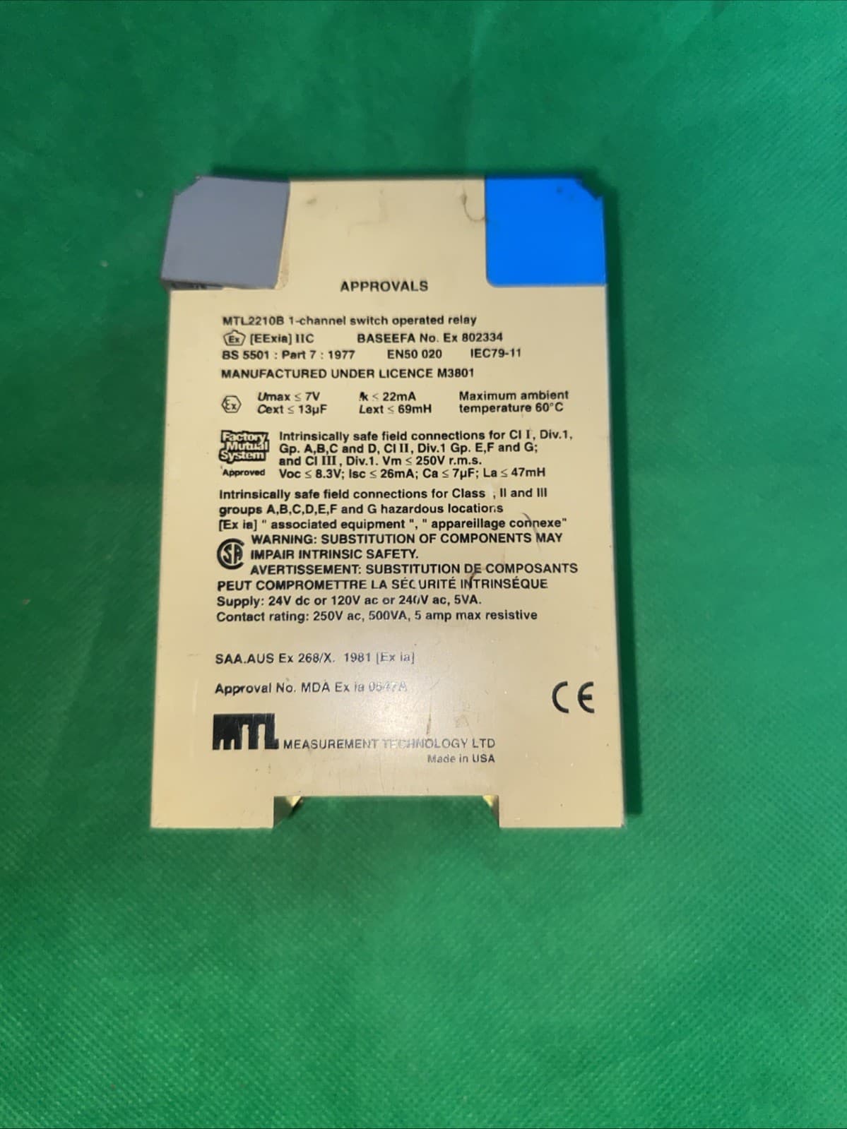 MTL 2210B 1 Channel Switch Operating Relay 2