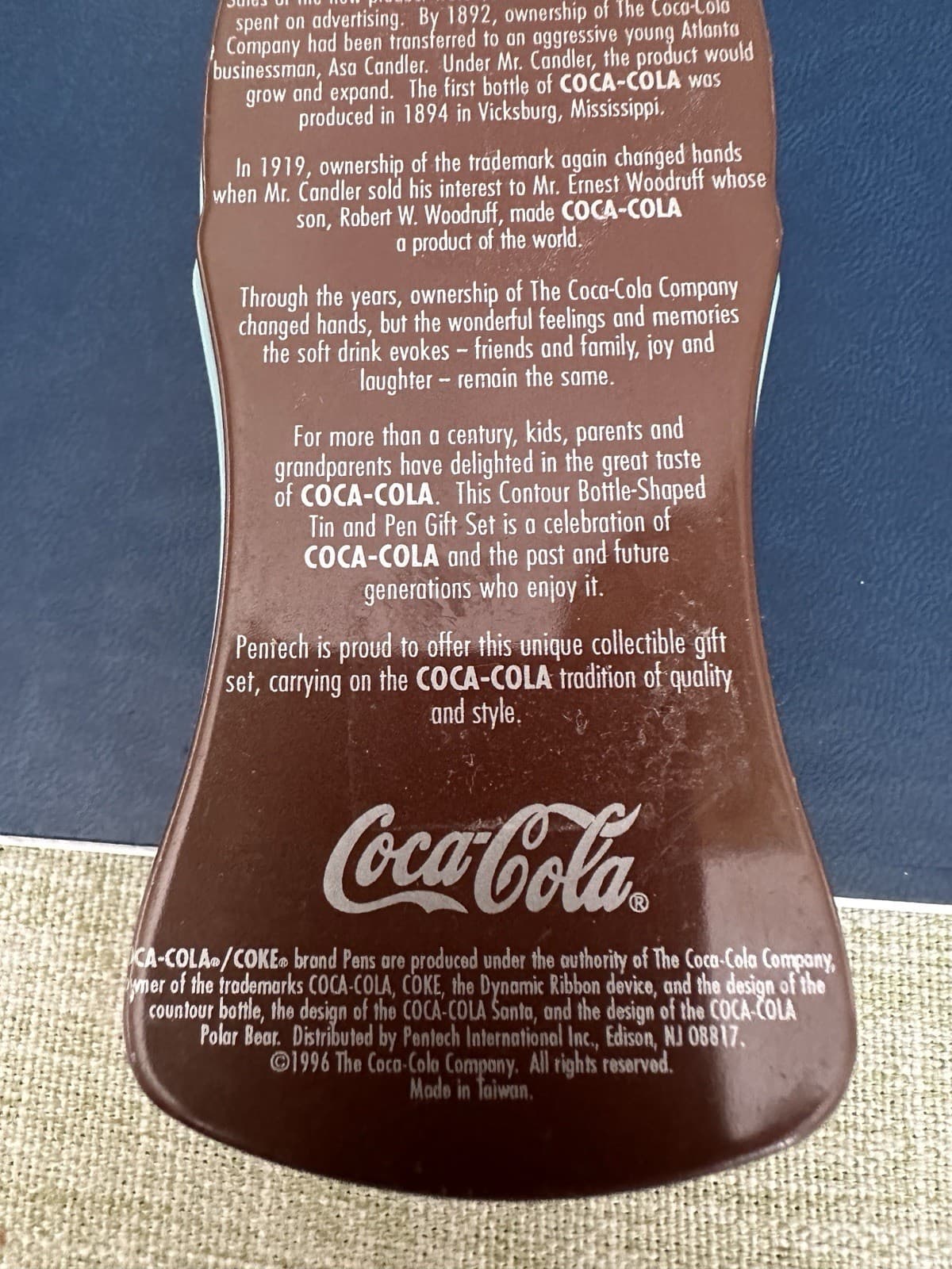 Collectible 1996 Coca Cola Tin Embossed Coke Bottle Shaped Container Stash Box 5