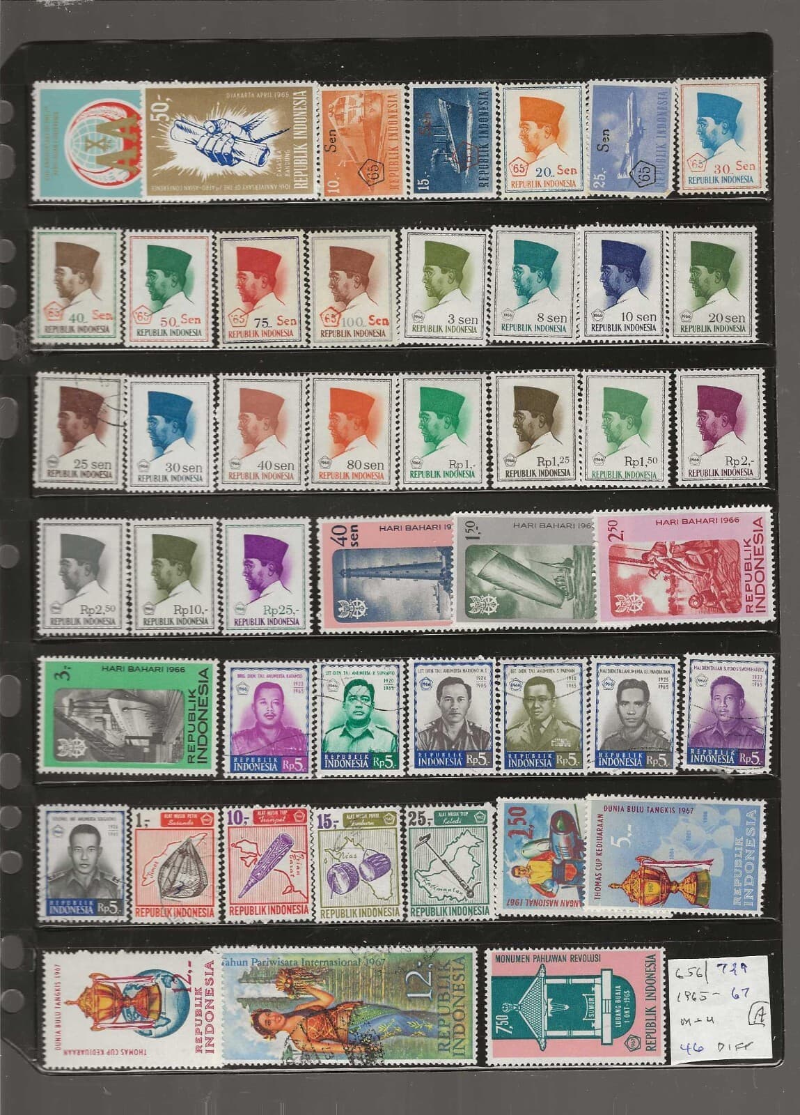 INDONESIA...Sc #656/729...Mint, Used & CTO...1965/67...46 Different