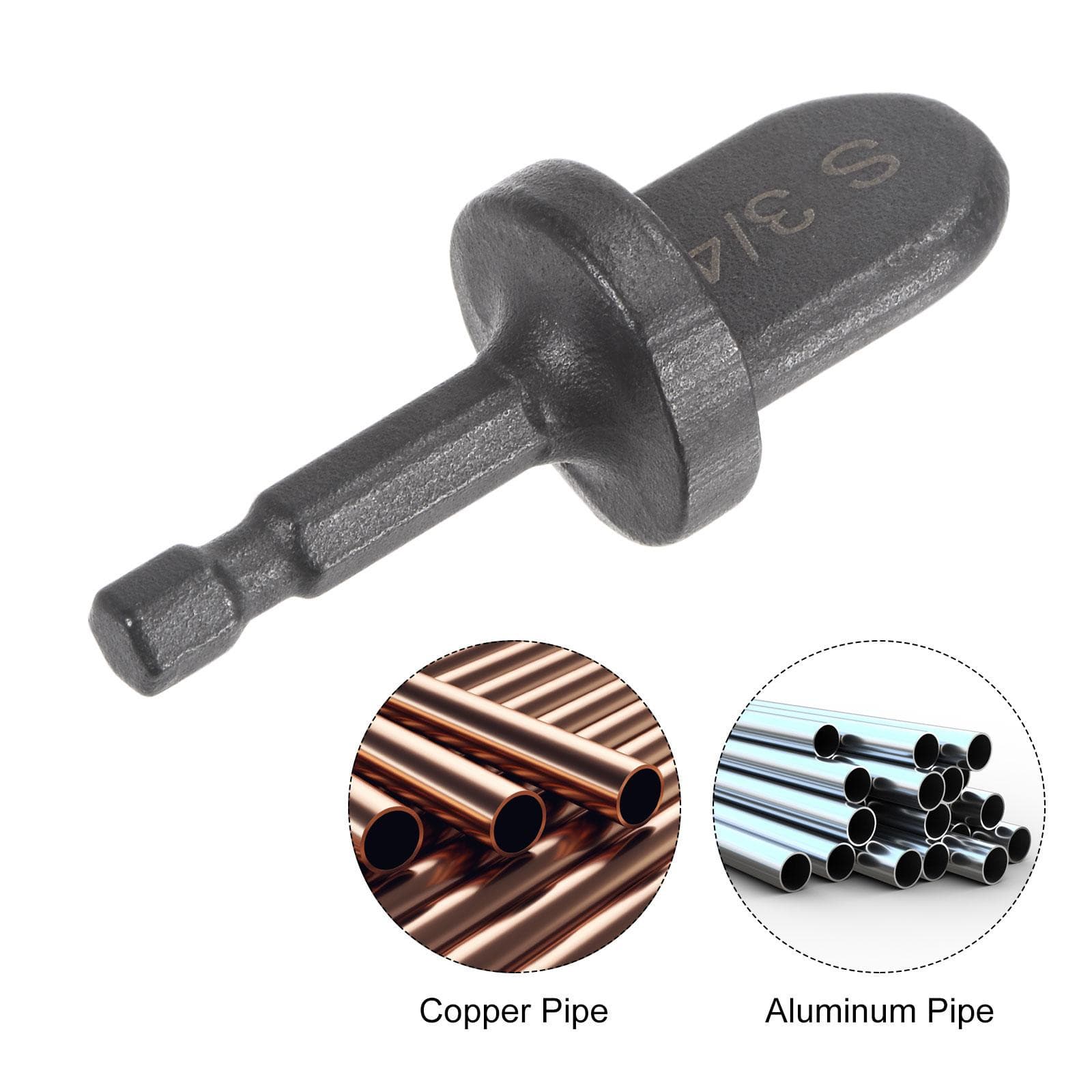 3/4" Swaging Tool Drill 1/4" Hex Handle for Copper Aluminum Pipe 3