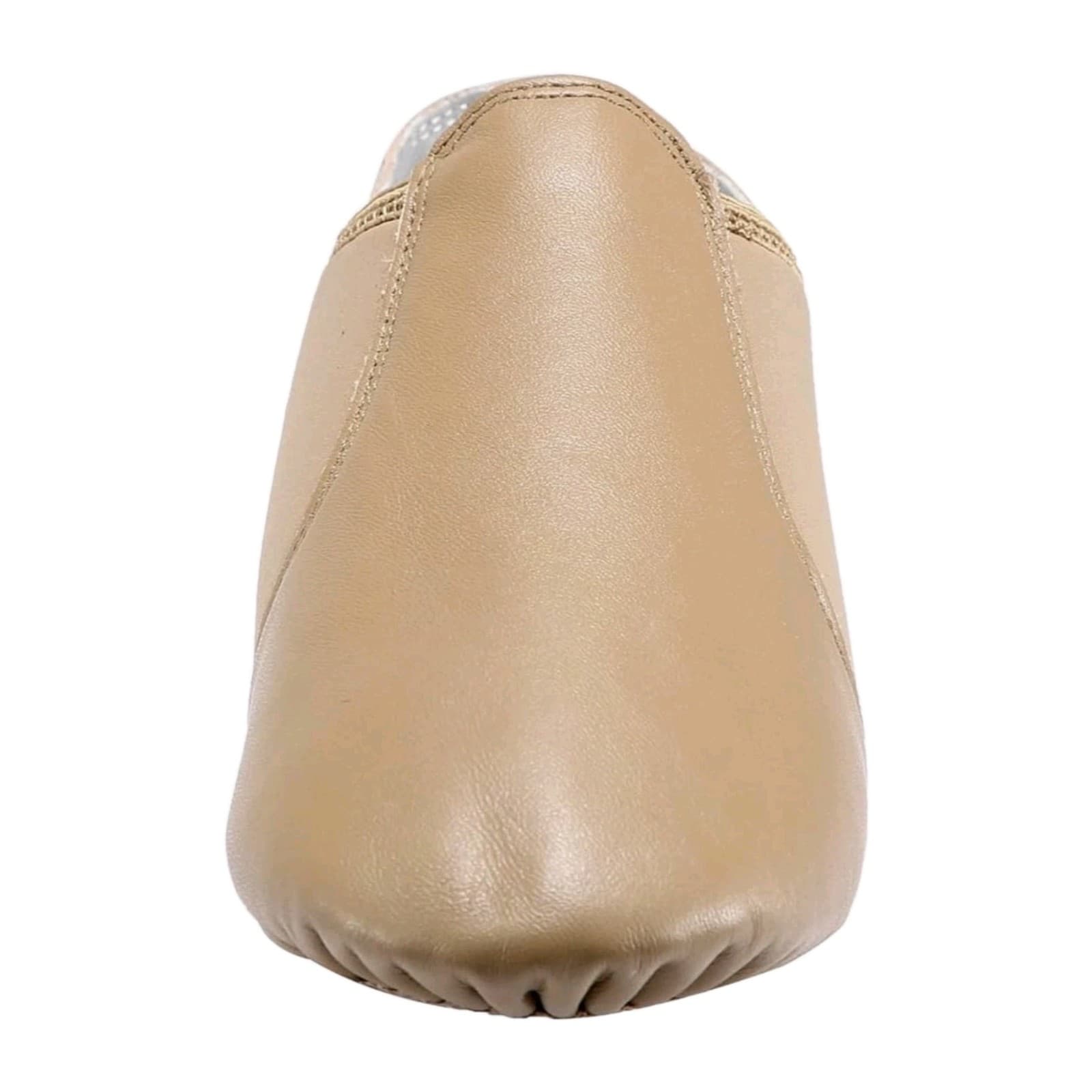 Dynadans Leather Upper Slip-on Jazz Shoe for Girls and Boys Size 2.5M Brown/Tan 3