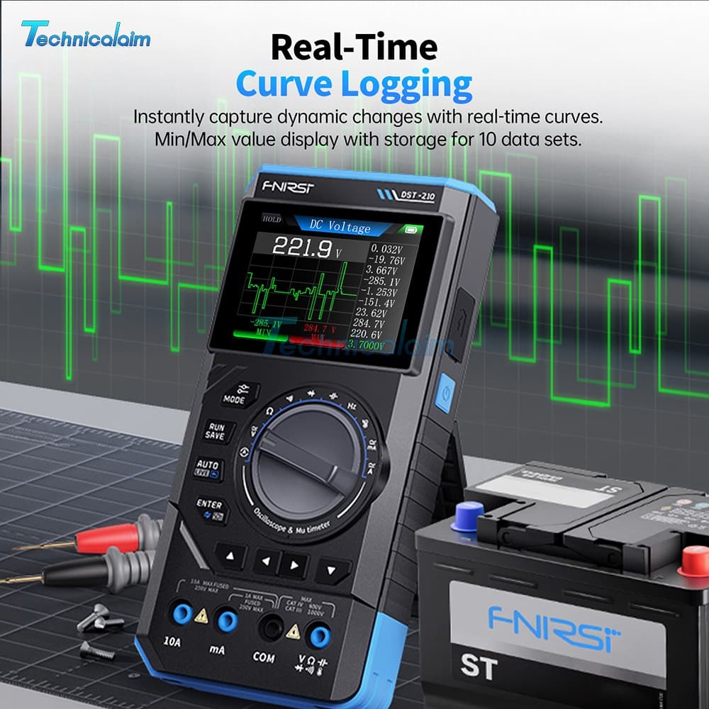 FNIRSI DST210 Digital Oscilloscope Multimeter Signal Generator AC/DC 48MSa/s US 5
