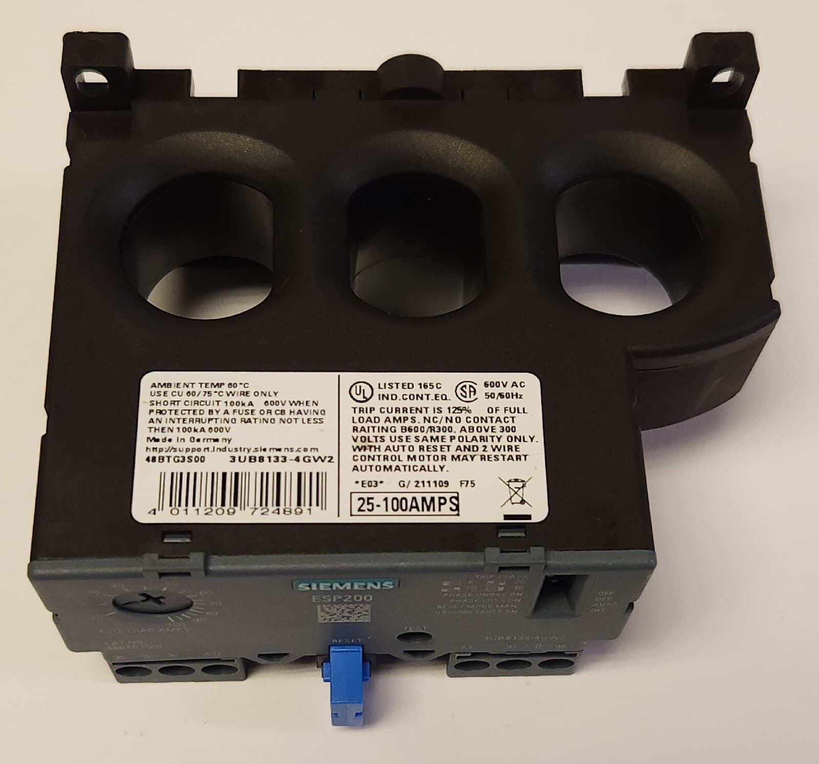 SIEMENS FURNAS 48BTG3S00 25-100 AMP ESP200 Electric Overload Relay 3UB8133 4GW2 3