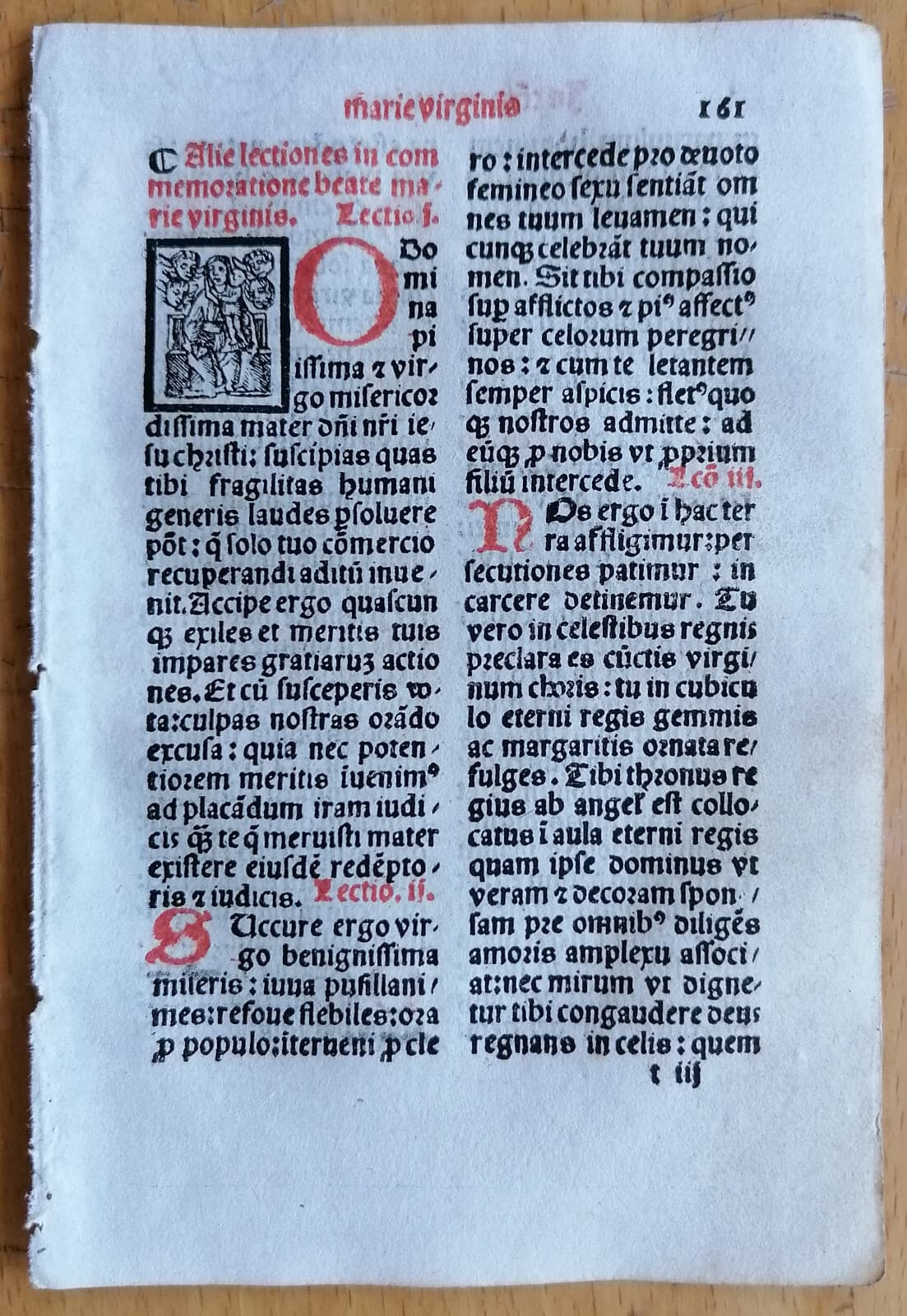 Post Incunable Leaf Brevarium Pataviensis Small Woodcut (161) - 1508