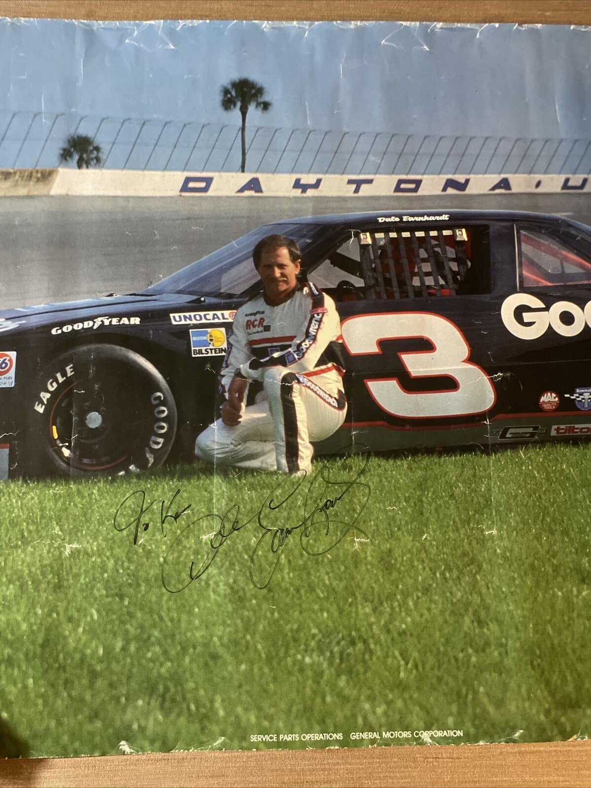 Autographed Dale Earnhardt Sr Daytona Poster 36in X 24in Vintage Nascar Used 3