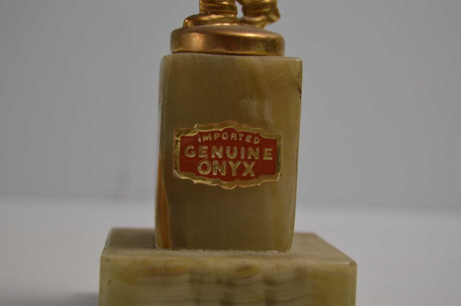 Vintage Bowling Trophy MCM Genuine Onyx Base Brass 1950's Commercial League 6