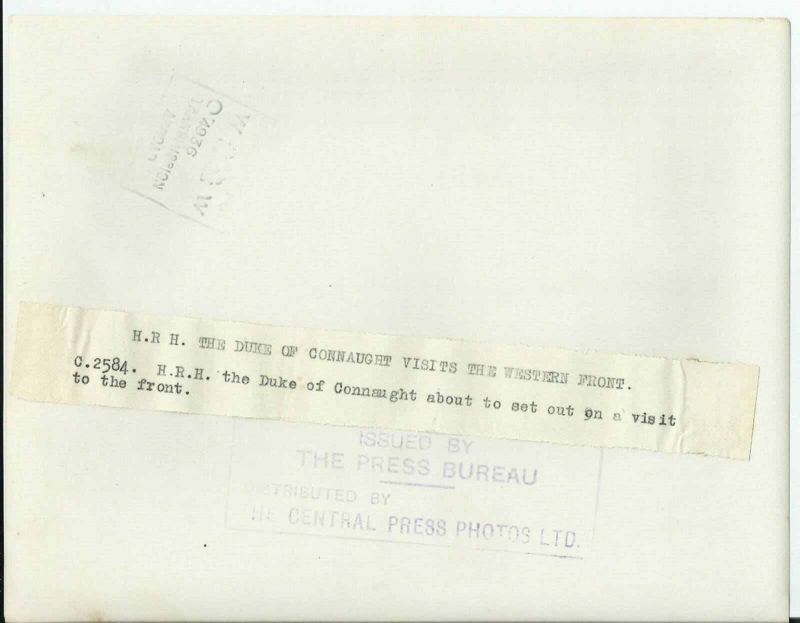 Victoria Press News Photo WW1 Duke of Connaught Prince William Son of Queen 3