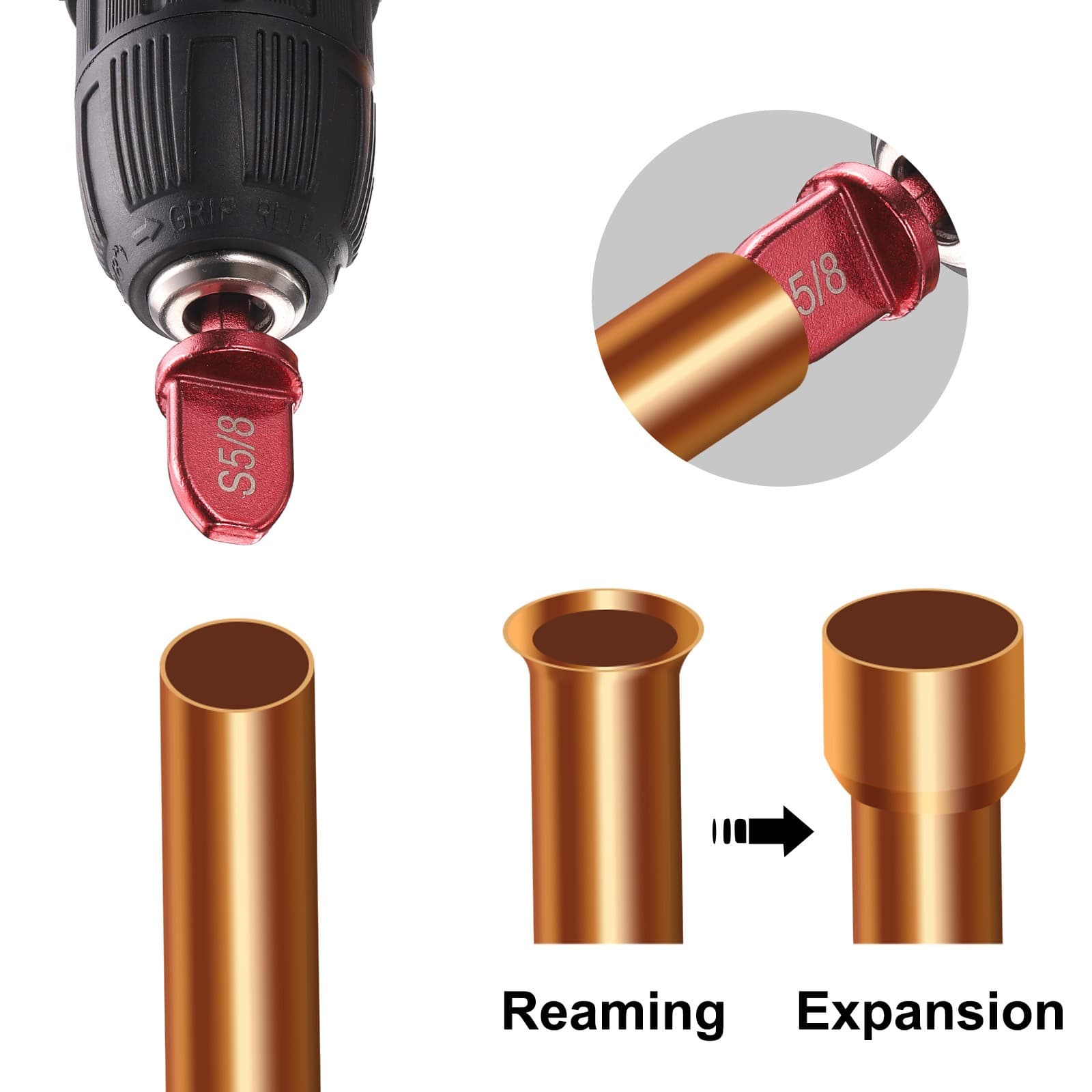 Swaging Tool Drill Bit Set 1/4" 3/8" 1/2" 5/8" 3/4" 7/8" w 5 in 1 Flaring Tool 4