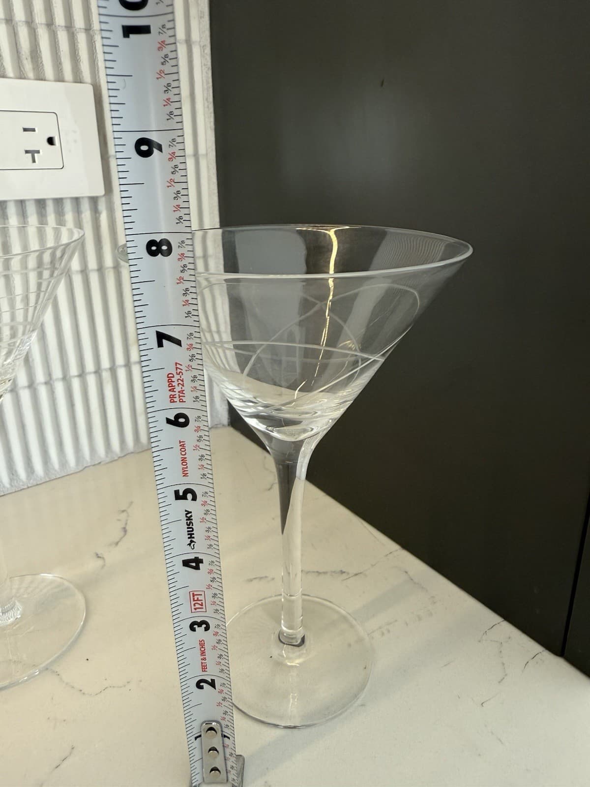 Lot of 2 MIKASA Crystal Glass Cheers Etched Swirl Martini Glasses 5