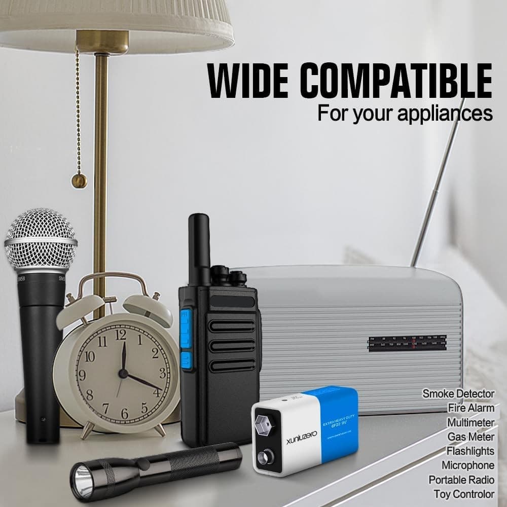 9V Batteries Carbon 9 Volt Battery for Smoke Detector 6F22 Square Battery,...  6