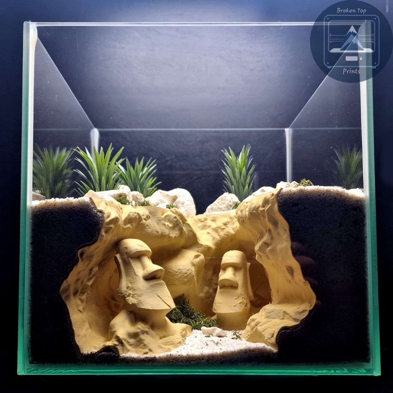 Moai Cave Aquarium Terrarium Decor: Easter Island Statue Tank Hideout