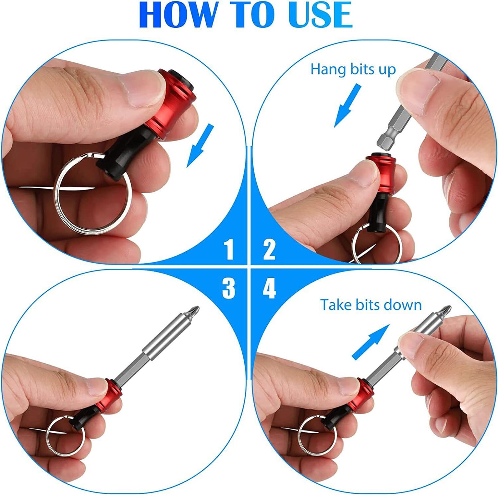 Lot of Quick-Release 1/4" Hex Shank Keychain Screwdriver Drill Bits Holder Tool 2