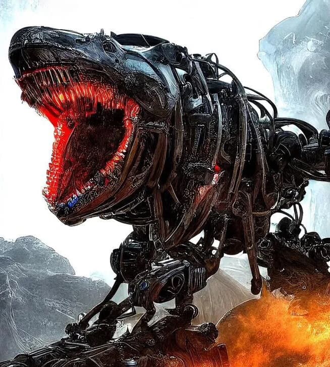 Fireball Shark In Metal - NFT #1 of 1 Generative Abstract Art NFTArt AI Artwork