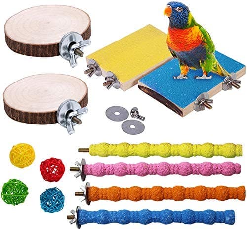 Parrot Perch Stand 12PCS Wood Bird Perch Stand Platform Paw Grinding Rough  2