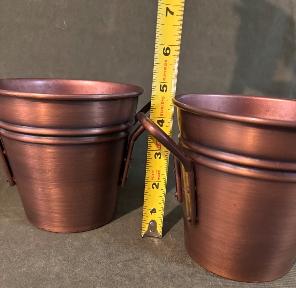 Smith & Hawken Copper Finish Planters with Handles Bucket Vase Set Of 2 4
