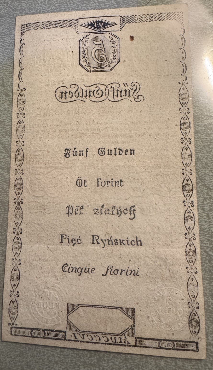 Rare Austria 5 Gulden 1806 Antique Banknote – Early 19th Century Currency