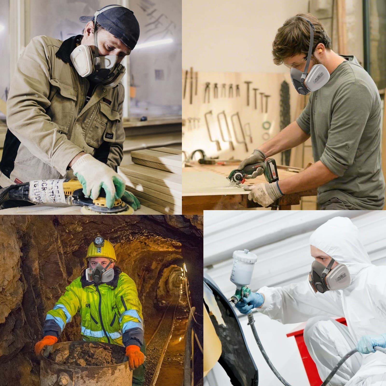 7in1 Half Face Gas Mask Facepiece Chemical Spray Painting Safety 6200 Respirator 5