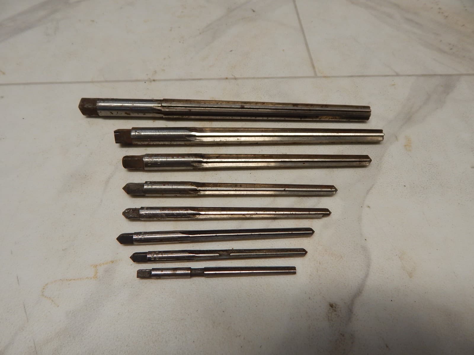 Lot of 8 Morse Taper Pin Reamers-#1 thru #8. Used.