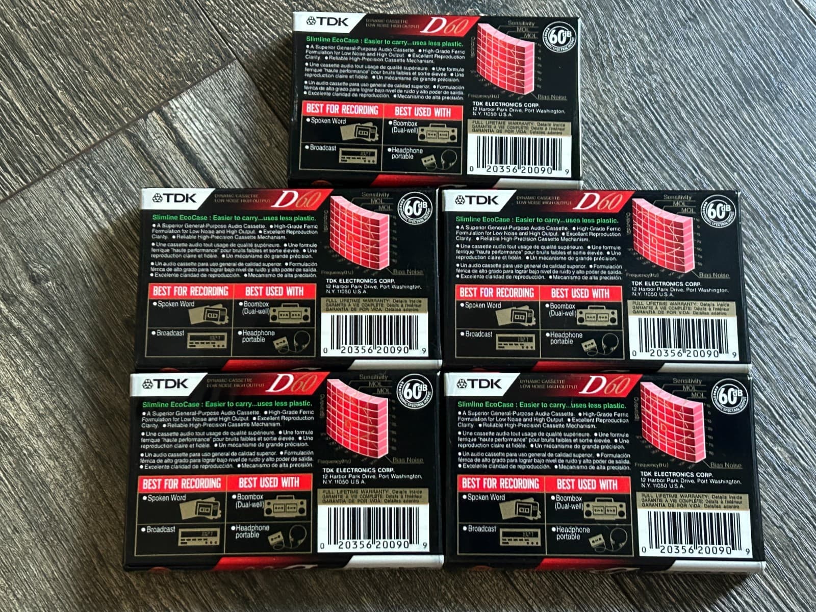 TDK D60 Blank Cassette Tape IECI Type I High Output Sealed 5pc Lot Audiophile 2