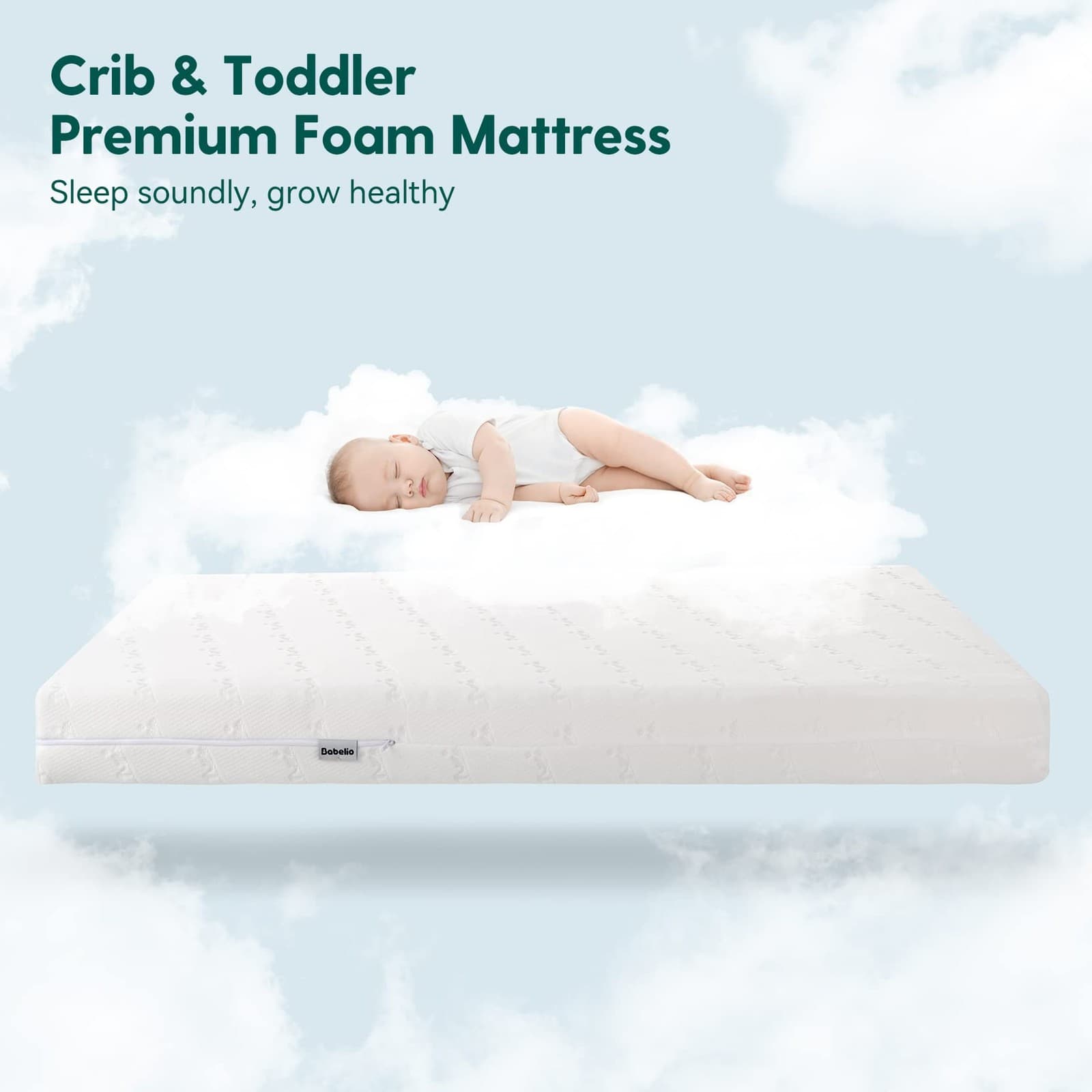 Breathable Crib Mattress, Dual-Sided, Memory Foam, Waterproof, Removable and ... 2
