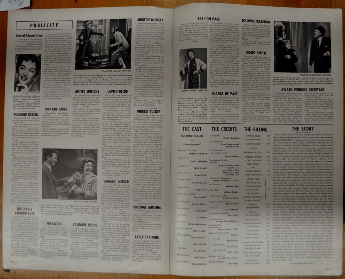 AUNTIE MAME 1958 ORIGINAL 11X17 Movie PRESSBOOK ROSALIND RUSSELL FOREST TUCKER 6