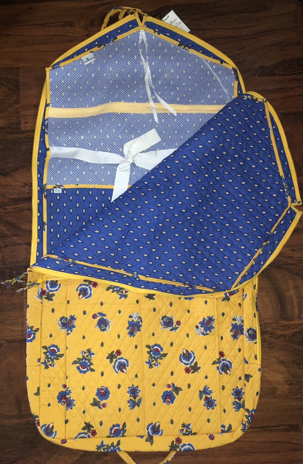 Vera Bradley FRENCH YELLOW Hanging GARMENT TRAVEL BAG 100% Cotton 22x45 NWT 3