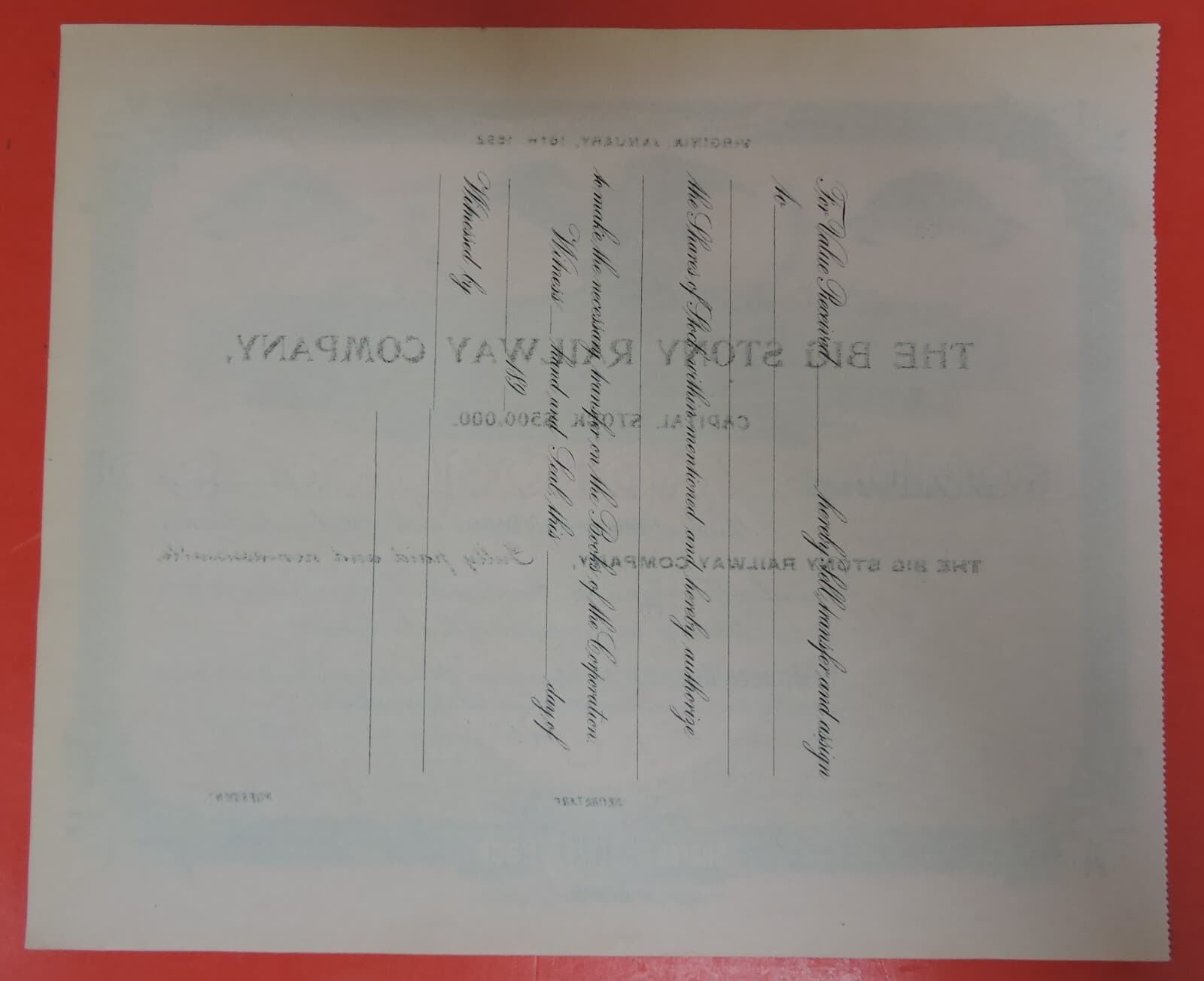 1890s BIG STONY RAILWAY COMPANY STOCK CERTIFICATE-STATE OF VIRGINIA 3