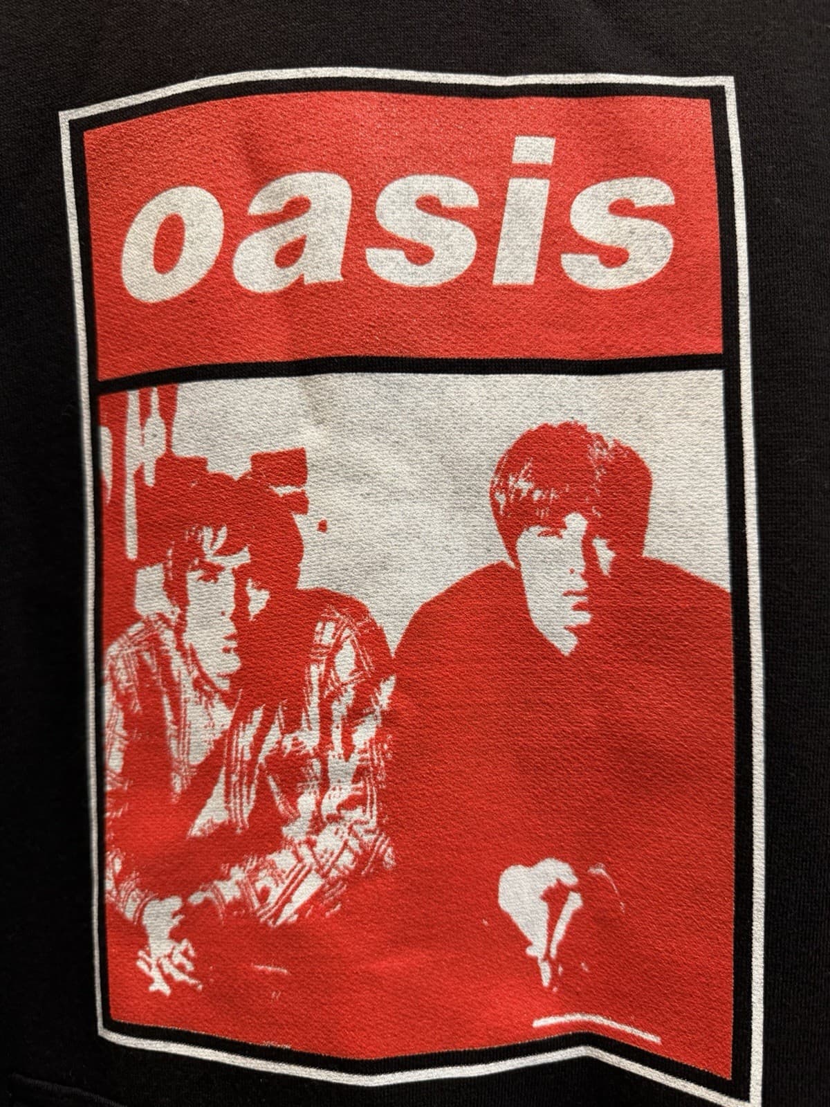 NEW OASIS Live '25 Wonderwall Red Photo Hoodie Black Size Small 2