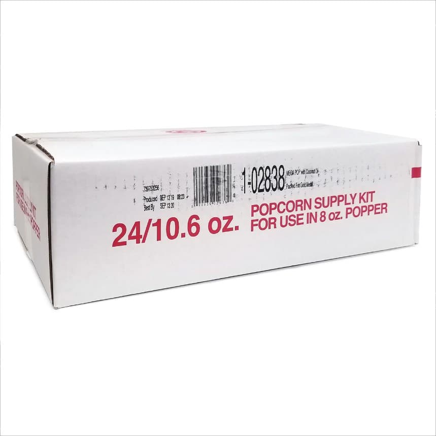 Gold Medal Mega Pop Corn Oil Salt Kit with Coconut Oil for 8 oz Kettle 24 count 4