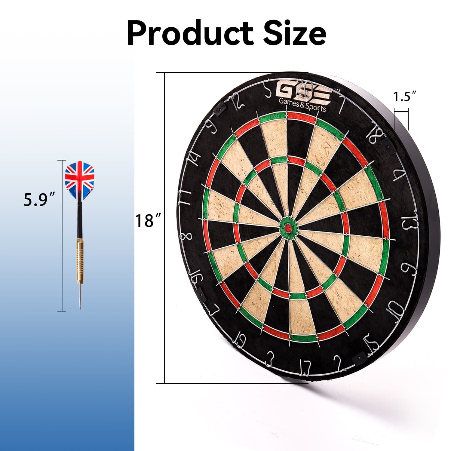 PRO Bristle Dart Board Game Set. Sisal Dartboard w/Six 17 Grams Steel Tip Darts 2