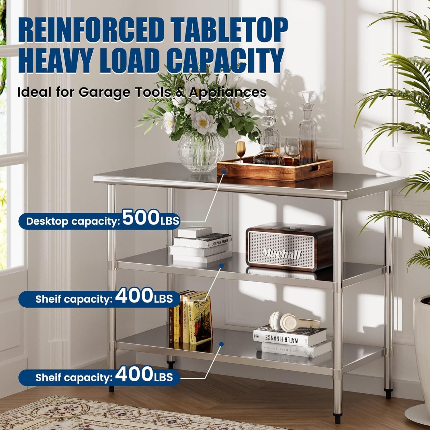 Stainless Steel Table w/ 2 shelf 24''x60'' Metal Work Table Commercial Kitchen 3