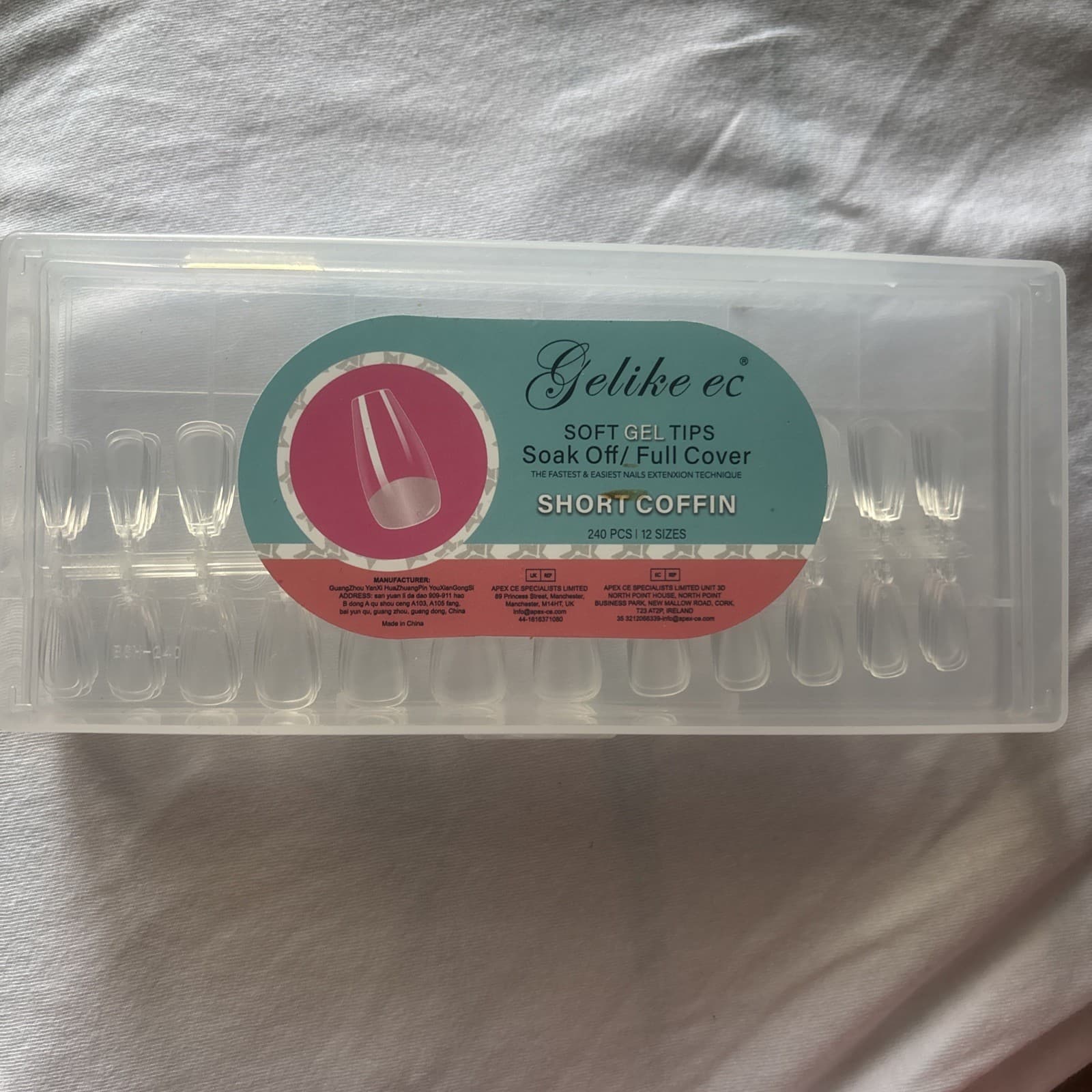 Gelike EC Soft Gel Tips Soak Off Full Cover Short Coffin