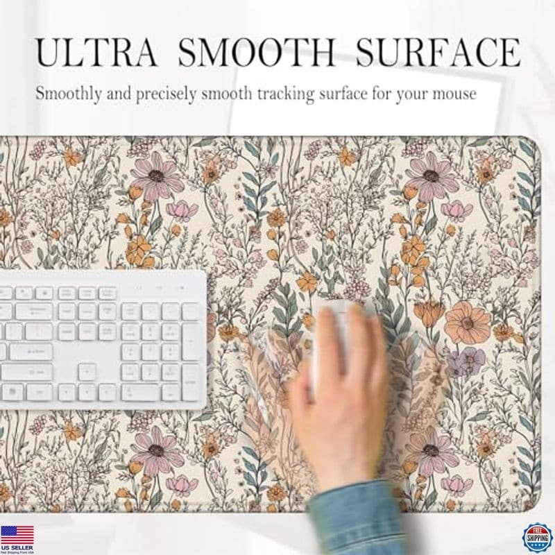 Vintage Rustic Wildflower Extra-Large Mouse Pad - 31.5"x15.7" Floral Desk Mat 4
