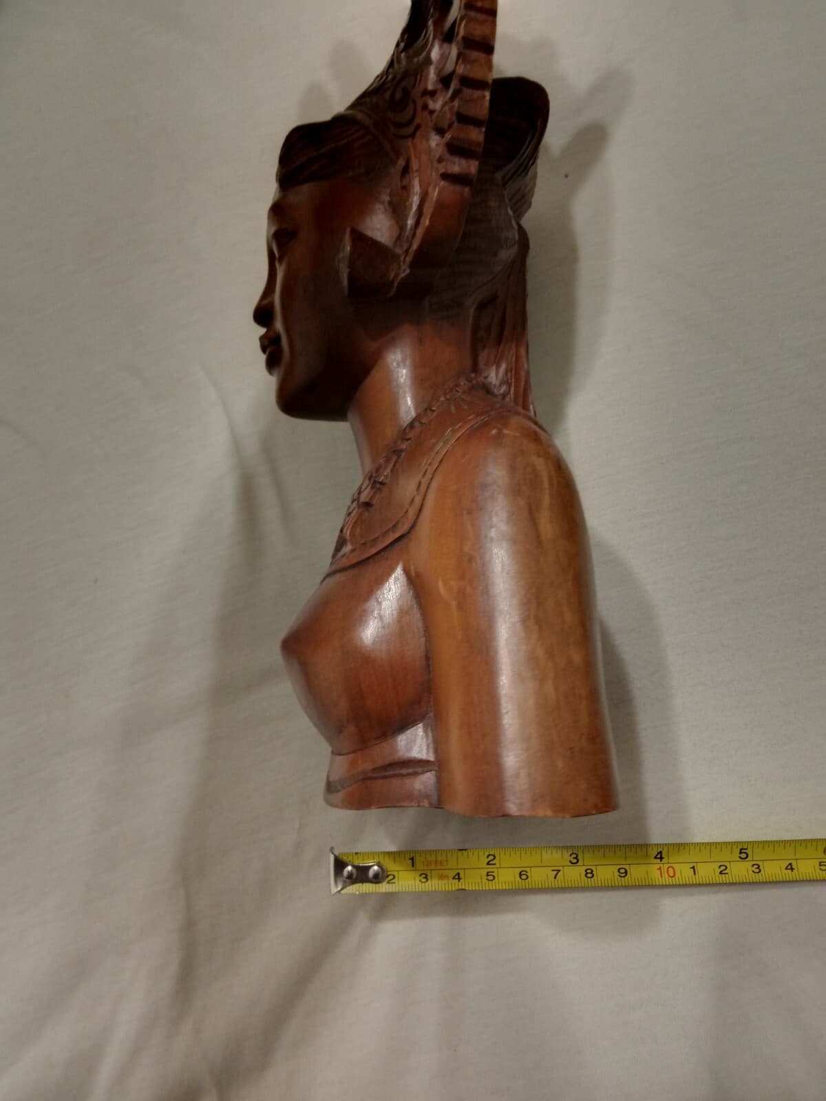 Goddess Bali Woman Wood Sculpture BUST Head Hand Carved Tribal Statue 12” Approx 4