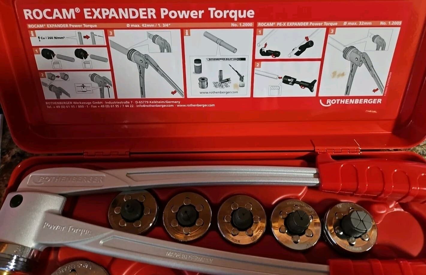 Rothenberger Rocam Power Torque Pipe Expander 3/8,1/2,5/8,3/4,7/8,1 1/8 2