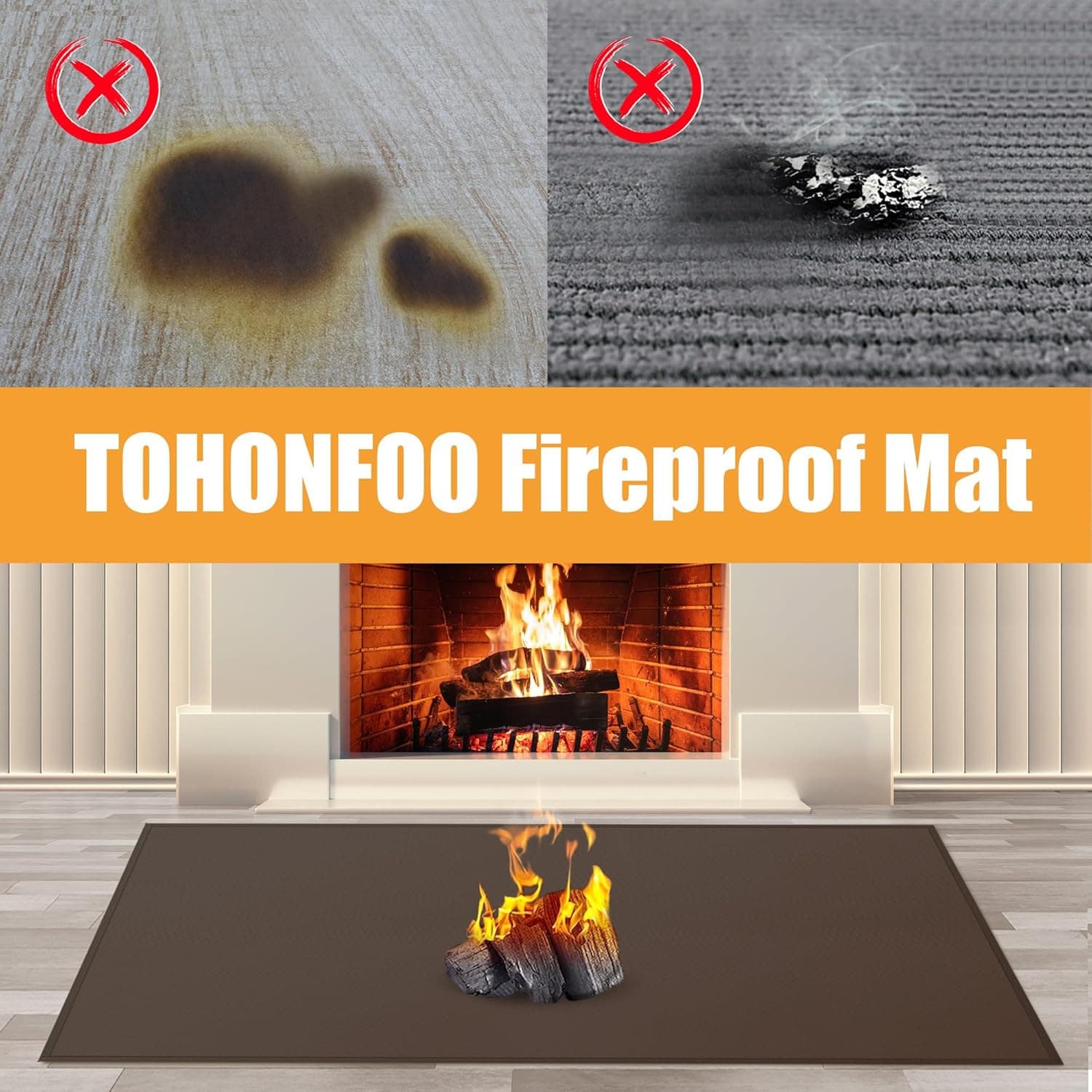 Hearth Rugs for Fireplaces Fire Resistant, 48 X 28 X 0.04 Inch Fireproof Firepla 3