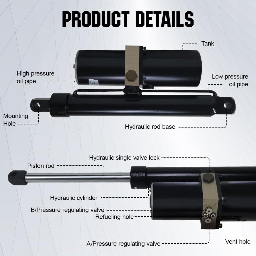 DC 12V Hydraulic Linear Actuator 8" Stroke Length 1700Lbs Linear Actuators 3
