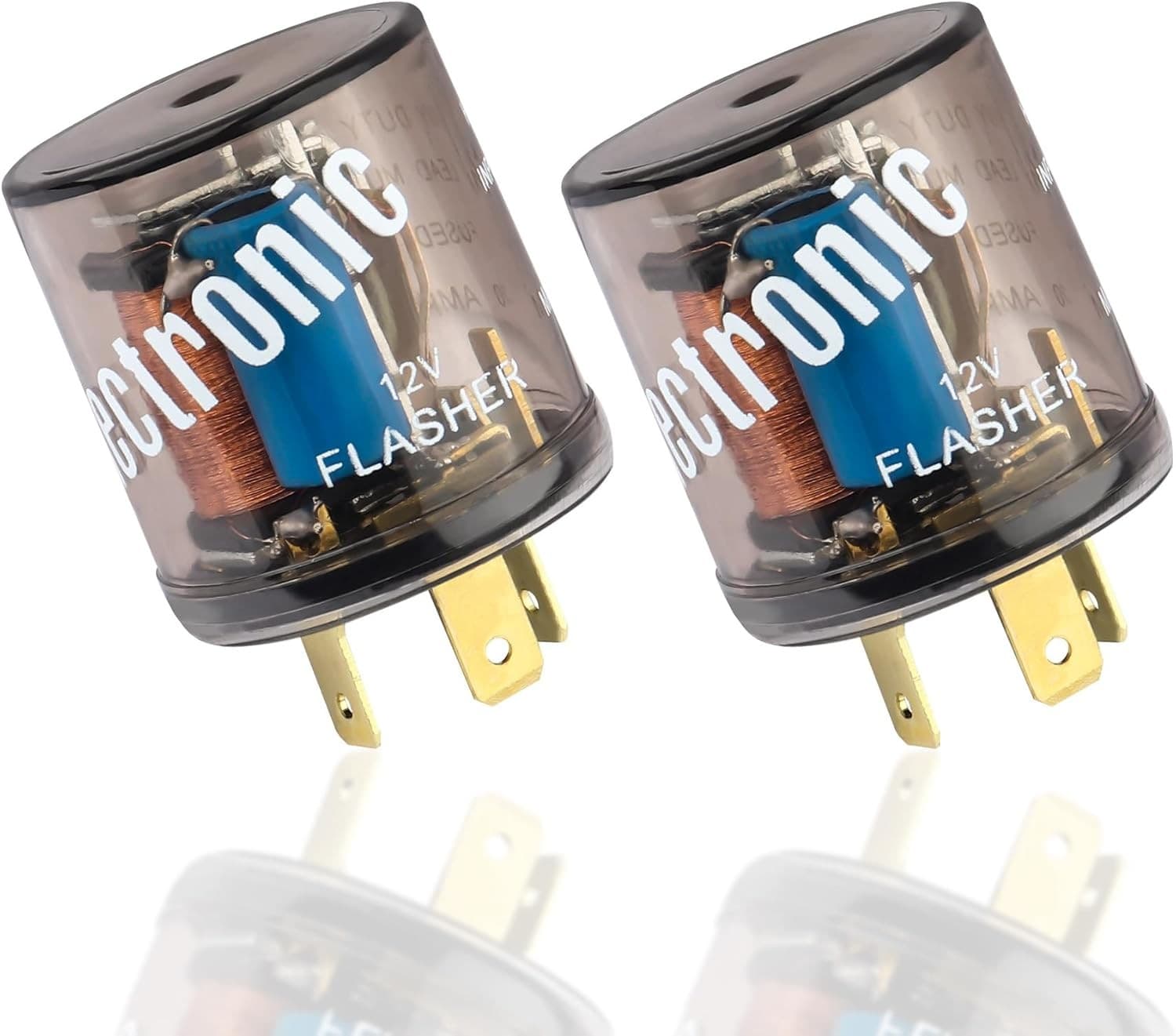 2PCS 12V Flasher Relay,Heavy Duty 3-Pin Turn Signal Relay,Two Prong Round Automo