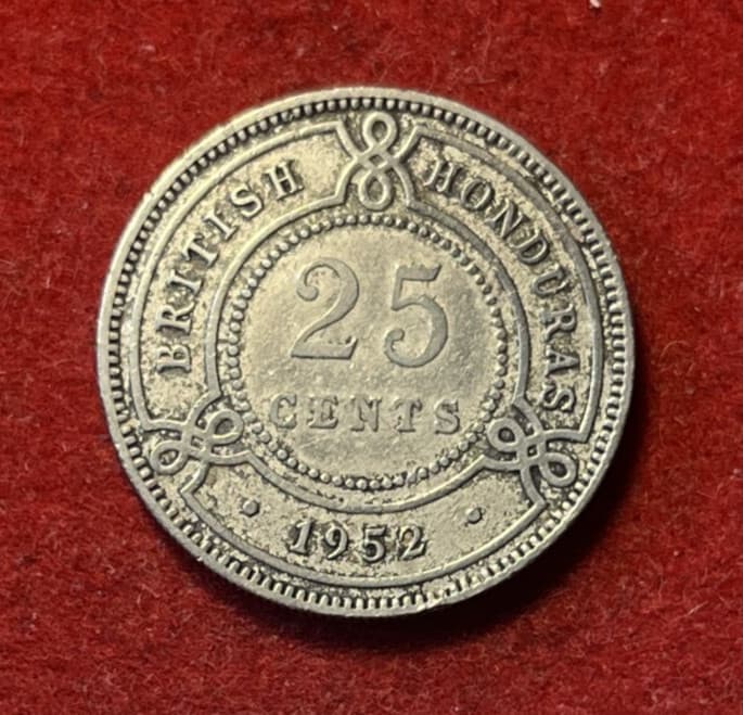 British Honduras 25 Cents 1952 Copper-Nickel Coin KM#26 75K Mintage T6423 2