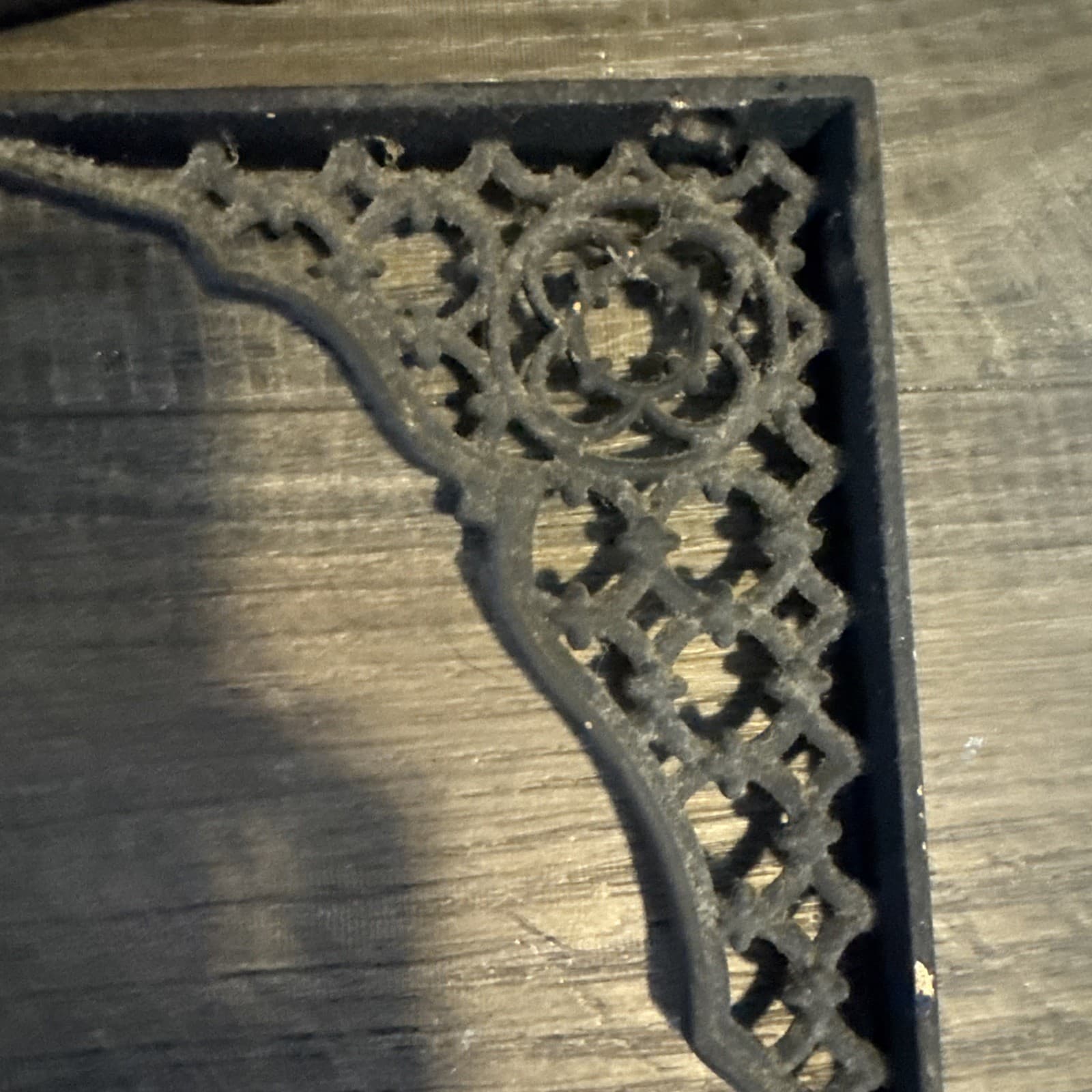 4 Ornate Antique/Vintage Black Cast Iron Shelf Brackets - Metal Hardware Salvage 3